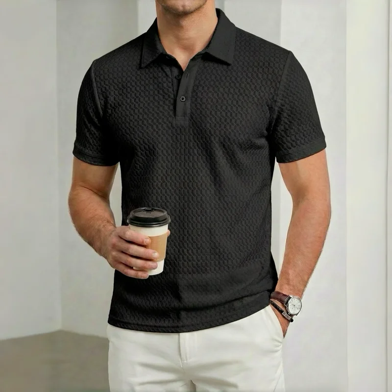 

Men's polo shirt, short-sleeved T-shirt, summer casual button-down placket street style short-sleeved polo shirt, sizes S-3XL