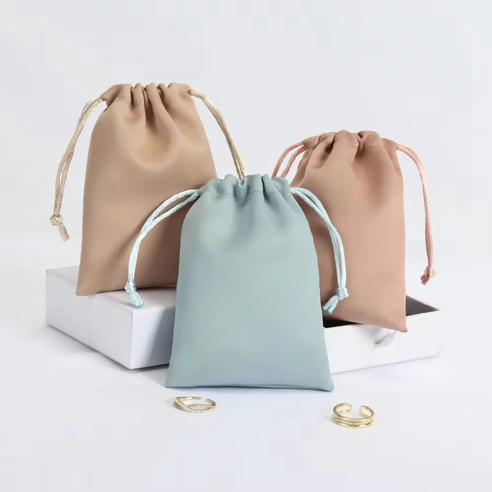 100pcs Personalized Silk Velvet Jewelry Gift Bag Satin Drawstring Earring Ring Packaging Organizer Pouch Wedding Favor Candy Bag