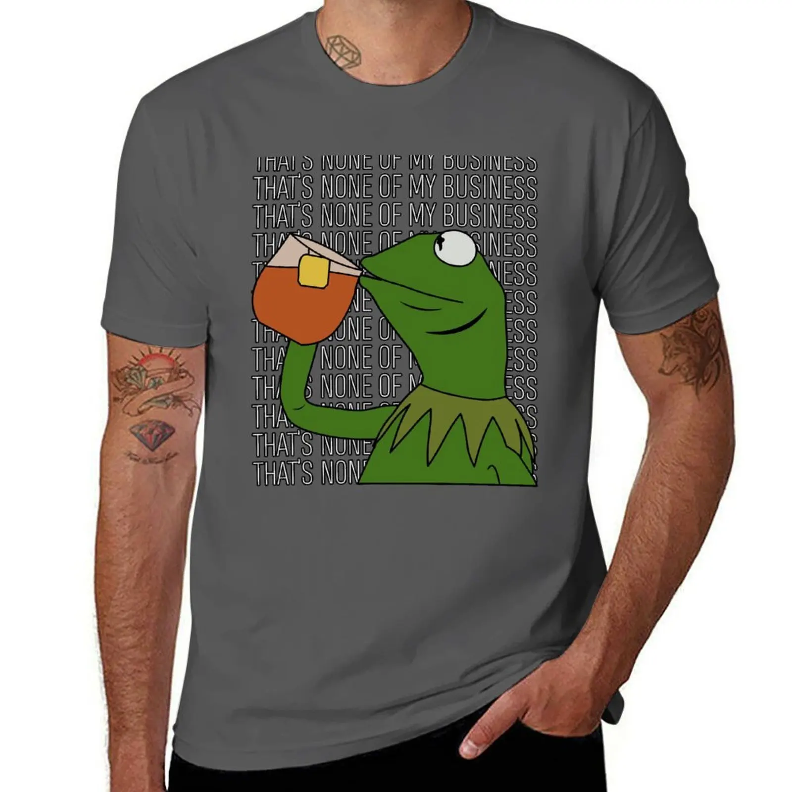 

Sipping Tea Meme King but That's None of My Business 2 T-Shirt Large Size Breathable Tee