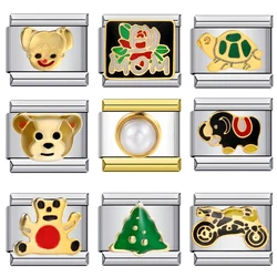 Tree Turtle Bear Charm Italian Bracelet Stainless Steel Bangle DIY Making Jewelry Module Link 9mm Hand Chain Women Manufacture