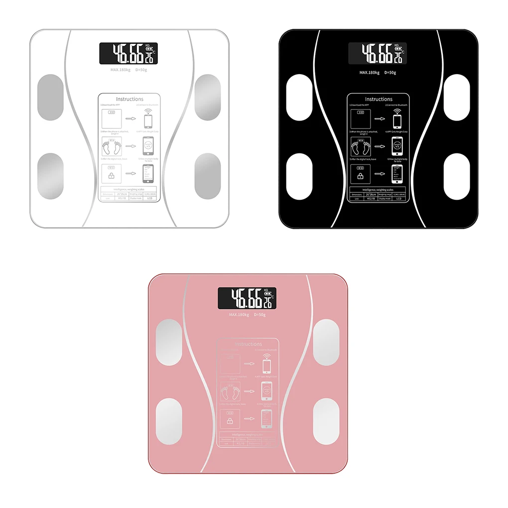 Body Weight Scale Digital Bathroom Scale Bluetooth Weighing Body Fat Balance, Charging, Rose Gold