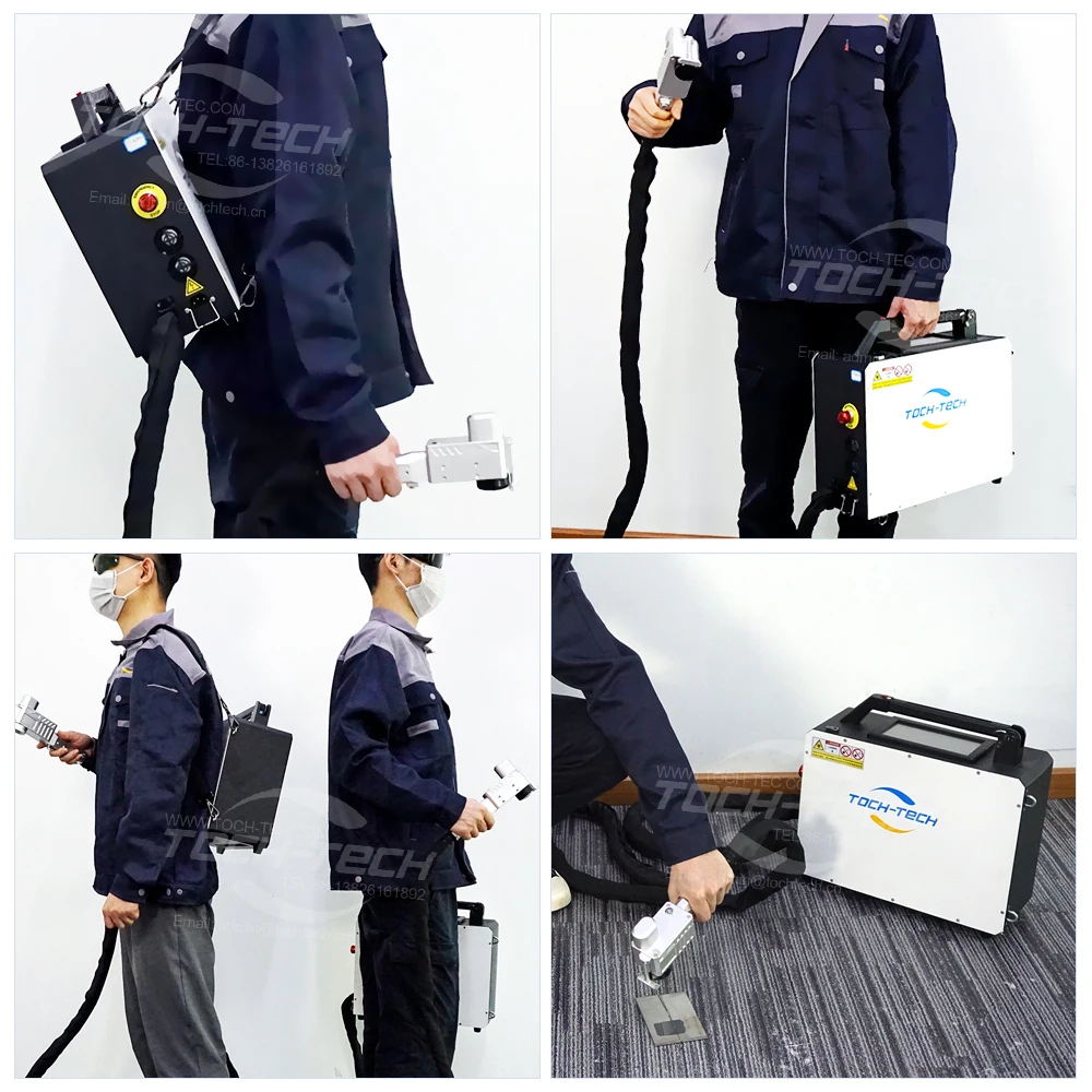 50 W 100 W 200 W Tpc-200 W Rucksack-Handheld-Pulsed-Laser-Reinigungsmaschine zur Entfernung von Rost, Farbe, Öl, tragbarer Reiniger