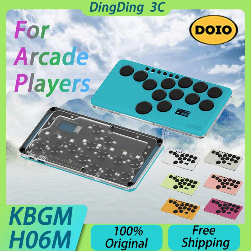 DOIO KBGM-H06M HITBOX Mini Gaming Keypad Type-C Aluminum Arcade Player Support PS4 PS5 Switch Steam SF KOF Custom OLED Screen