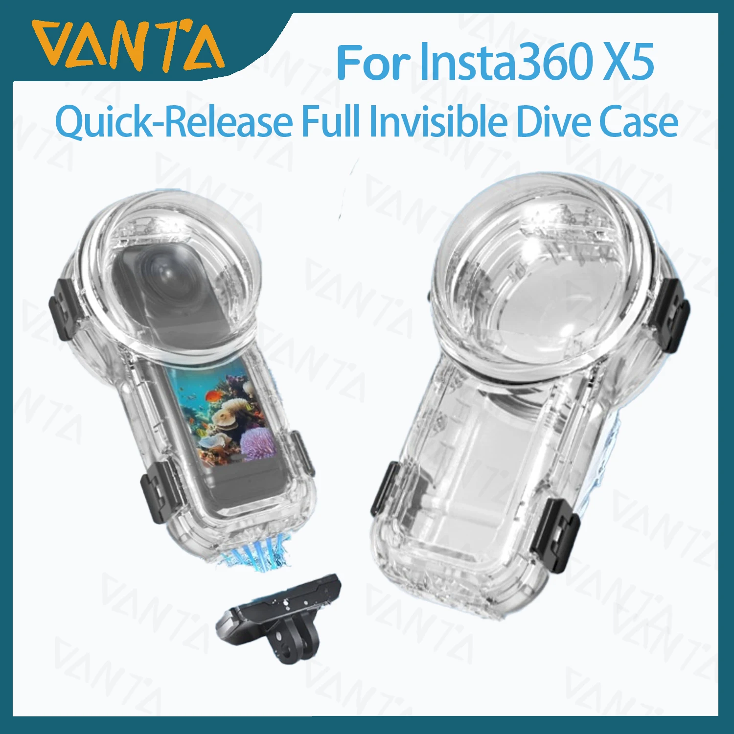 

For Insta360 X5 Quick-Release Full Invisible Dive Case 60m Waterproof Anti-Fog 360° Rotation Magnetic Mount for Panoramic Camera