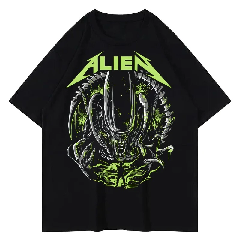 

American Retro Nostalgic Science Fiction Movie Peripheral T-shirt Summer New Men's and Women's Loose Casual Short-sleeved Top