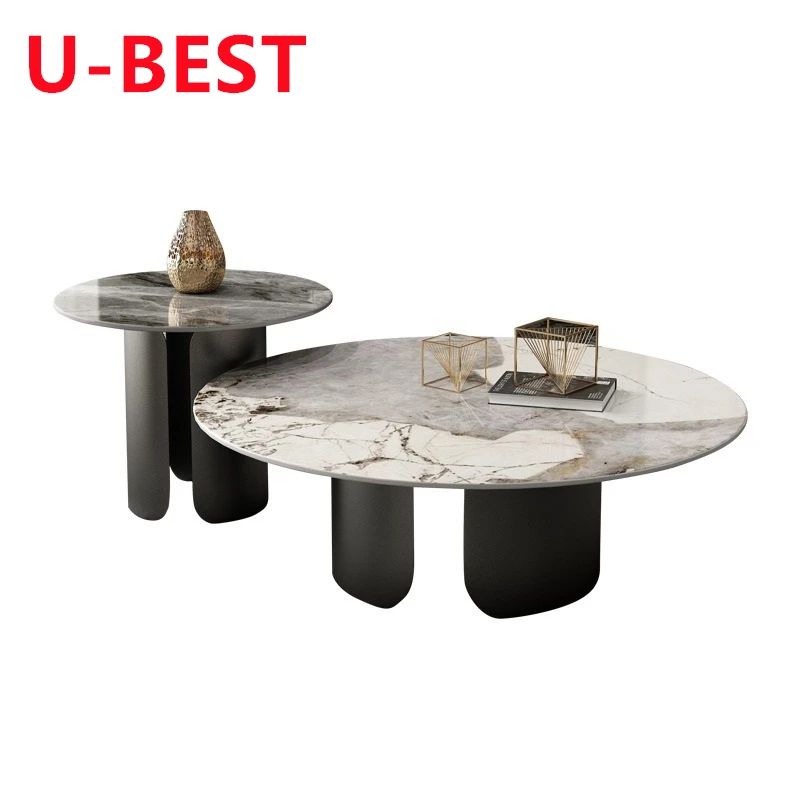 

U-BEST Modern Stainless Steel Gold Coffee Table Living Room Furniture Italian Luxury Design Marble Top Tea Coffee Table