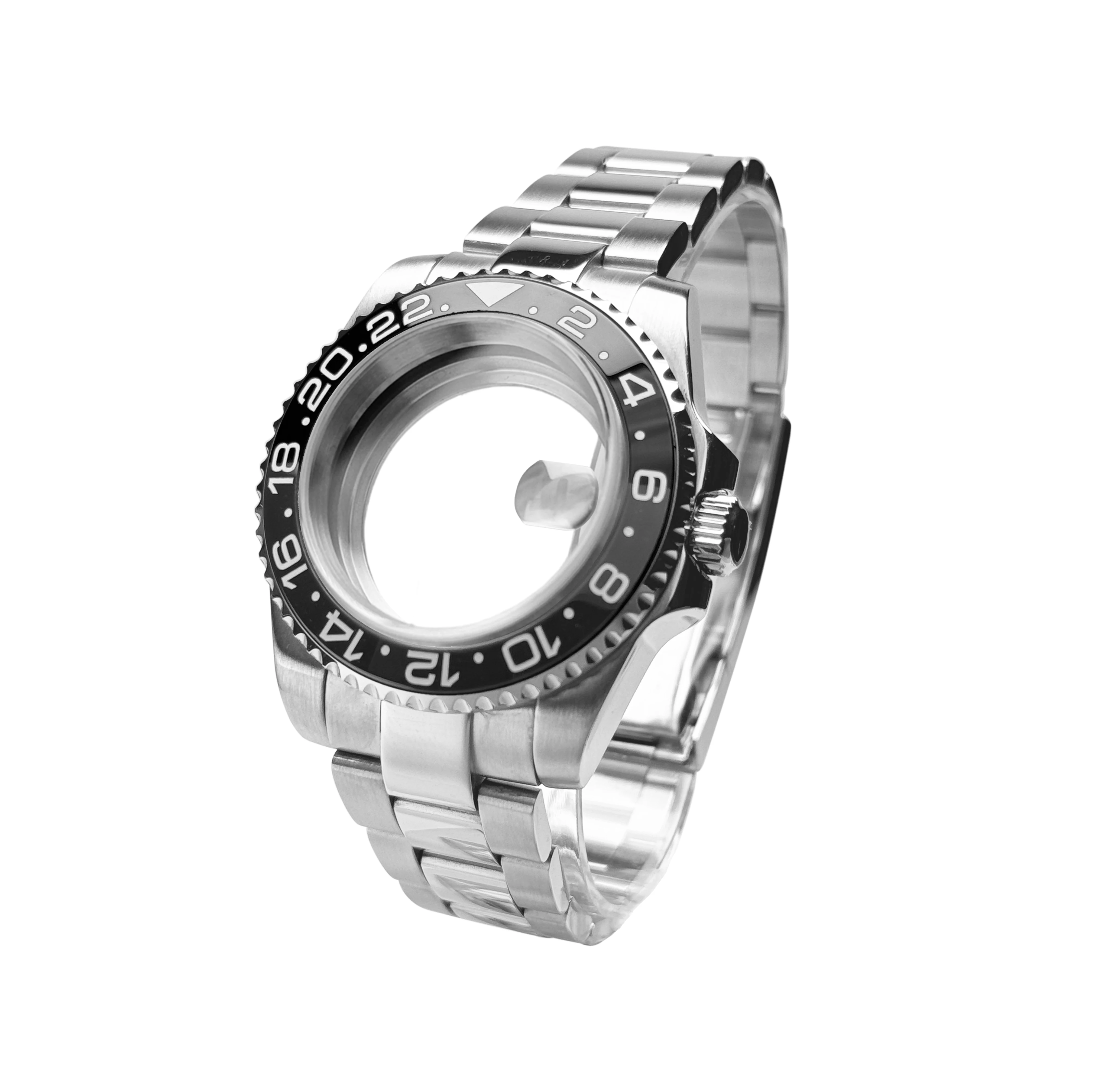 GRAYSS Blak Lünette 40mm Diver Wasserdicht für SUB NH34 NH35 NH36 Uhrwerk Saphirglas Uhrengehäuse Mod Glasrückseite 20atm Stahlarmband 5