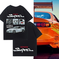Modified Car Japanese Bull Demon King SUPRA Printed Short-sleeved Men's and Women's Summer Versatile Loose Casual T-shirt