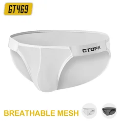 mens sexy underwear briefs gay sexy Comfortable and breathable mesh U-capsule design high elasticity white XXL black GT469