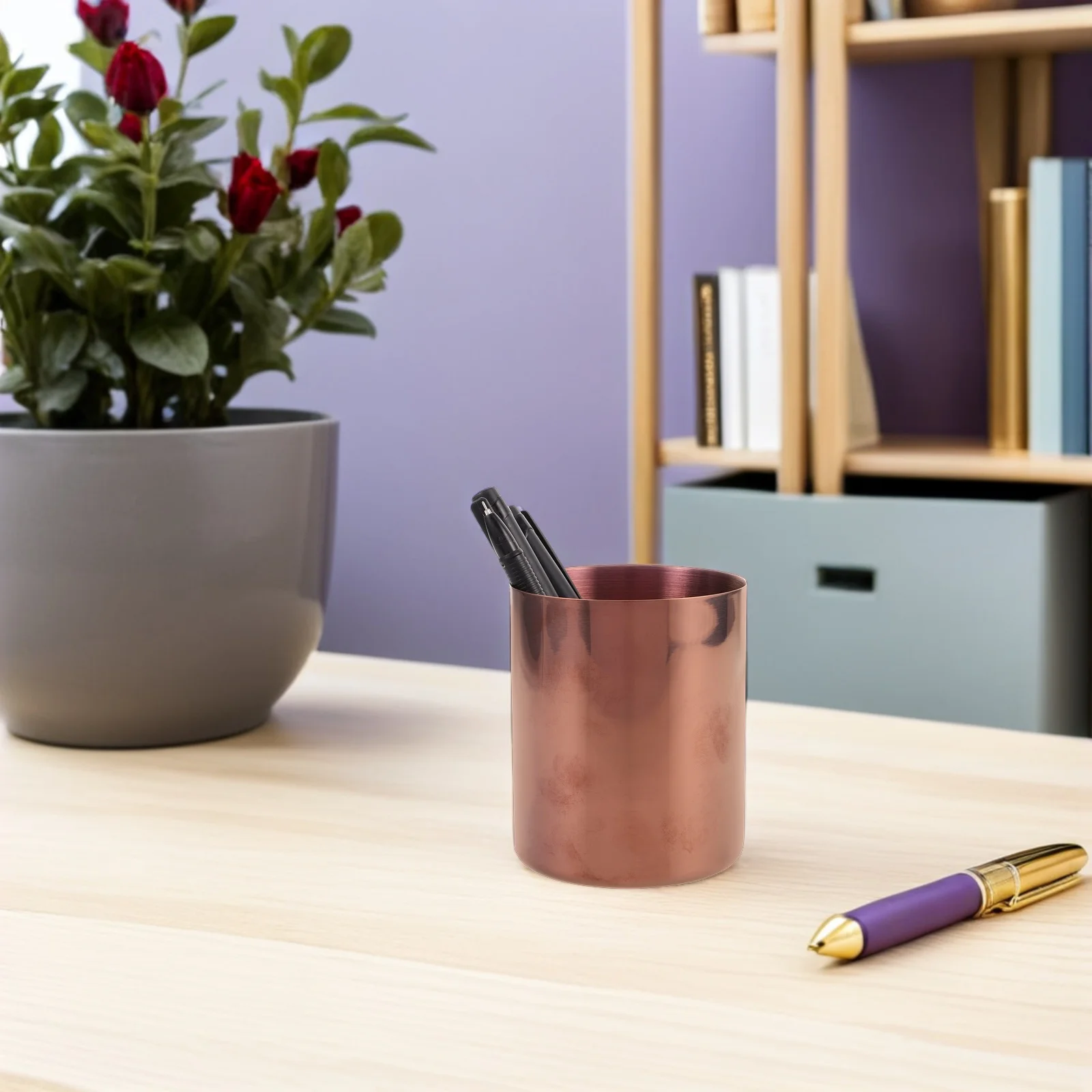 

Stainless Fountain Pen Holder Desktop Pencil Organizer Office Brush Stationery Organiser Steel Multi-functional for