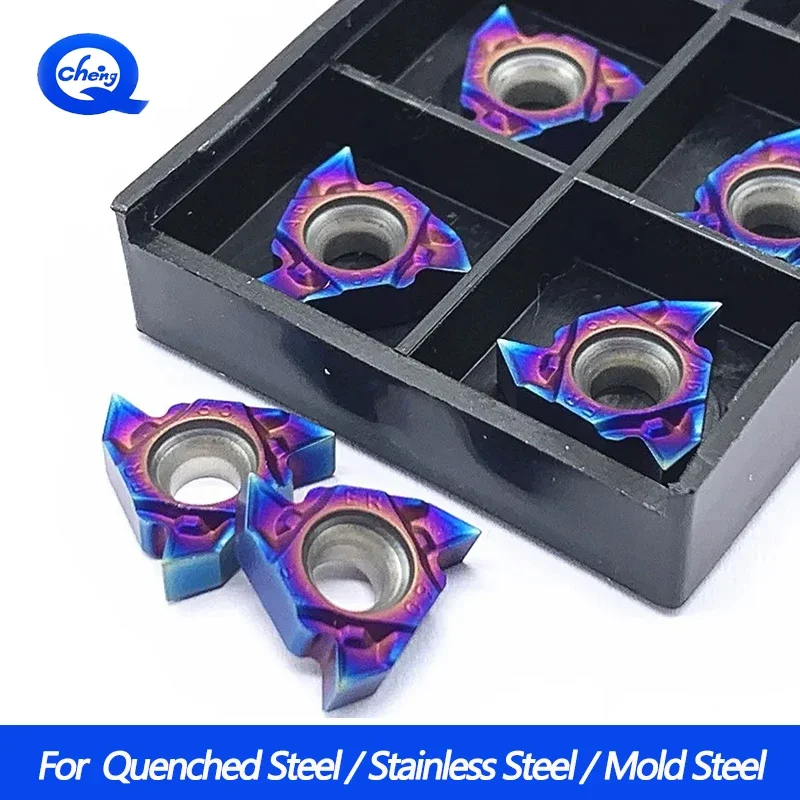 

10 шт. 16ER 16IR внутренняя и внешняя резьба вставки с нано-синим покрытием из закаленной стали, вставки с ЧПУ из нержавеющей стали высокой твердости