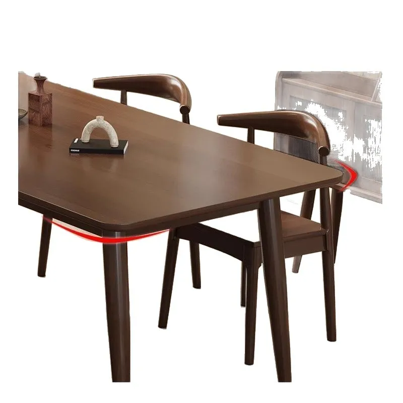 

Nordic all solid wood dining table rectangular rubber wood table and chair combination household