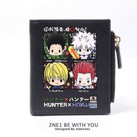 Hunter x Hunter  Vegan Leather Anime Wallet Student boy girl Bifold RFID Blocking Card Holder Mini Purse Short Money Clip Zipper