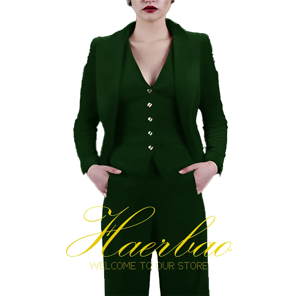Red Velvet Pants Suit for Women, Blazer Vest, Wedding Dress, Formal Work Wear, Slim Fit Pants, 3 Piece Set