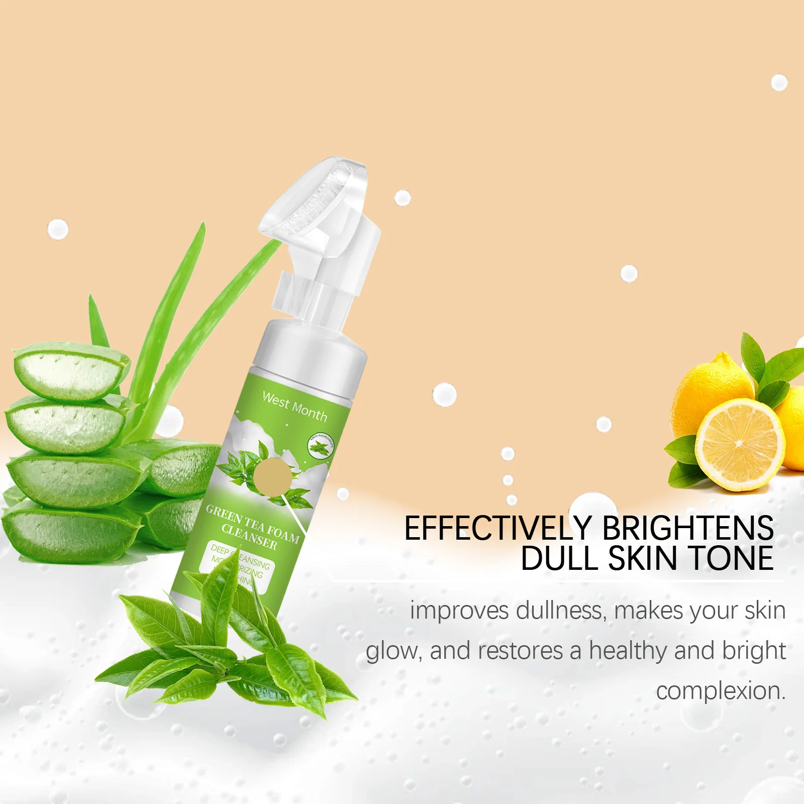 West&Month Facial Cleanser Foam Brightening Moisturizing Oil Control Soothing Acne Remover Massasge Cleansing Face Wash Mossee