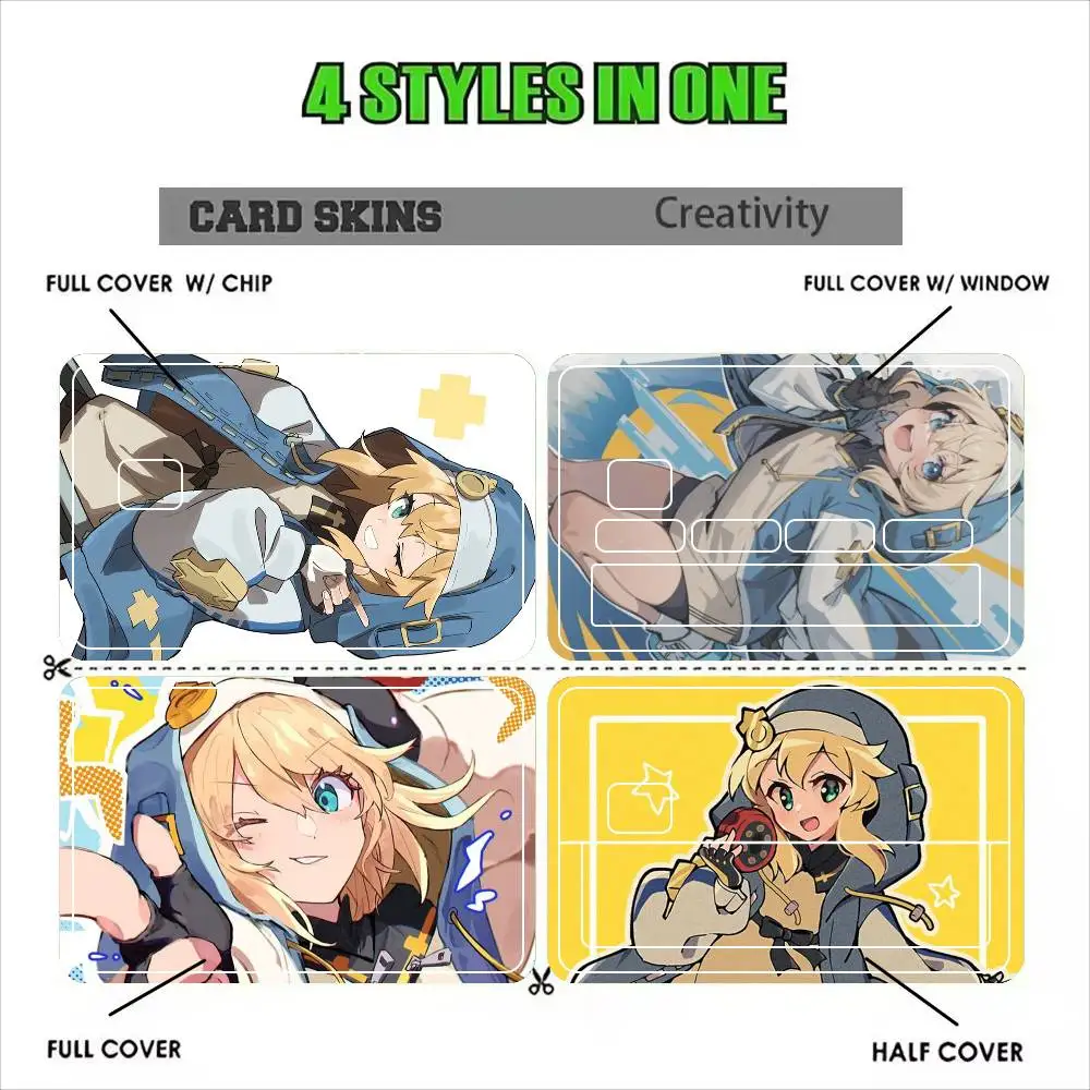 Bridget Guilty Gear Game Sticker Film Tape Skin for Credit Card Debit Card Cartoon Waterproof
