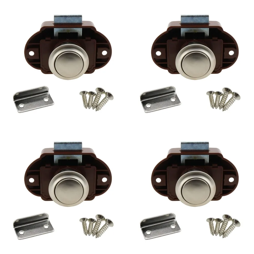 Round Push Type for lock for rv Boat Cabinets Pearl Nickel Finish ABS 7.8 x 6.5cm 26mm Cutout 16-18mm Panel Fit
