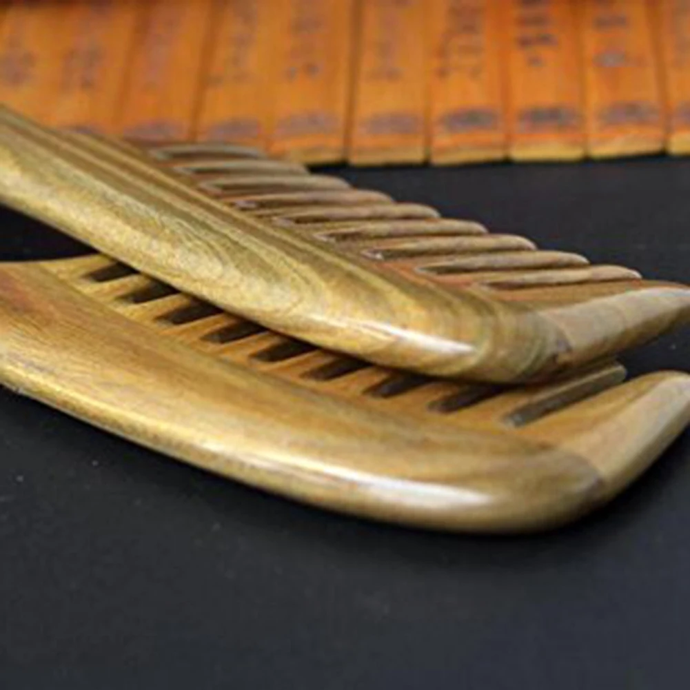 [N84R] Wide Tooth Natural Sandalwood Hair Comb- No Static Wooden Detangling Comb with Smooth Handle for Thick Curly Wavy Hair