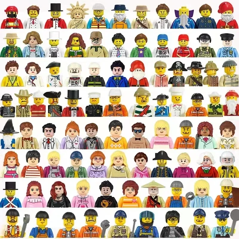 20-300pcs Random Norepeat Mini City Figures Movie Characters Worker Police Soldier Ninja Superheros Building Block Bricks Toy