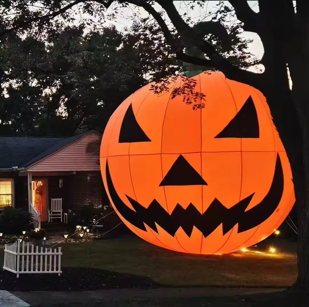 Calabaza inflable con luz LED para decoración de Halloween, globo gigante publicitario de 13, 20 y 26 pies