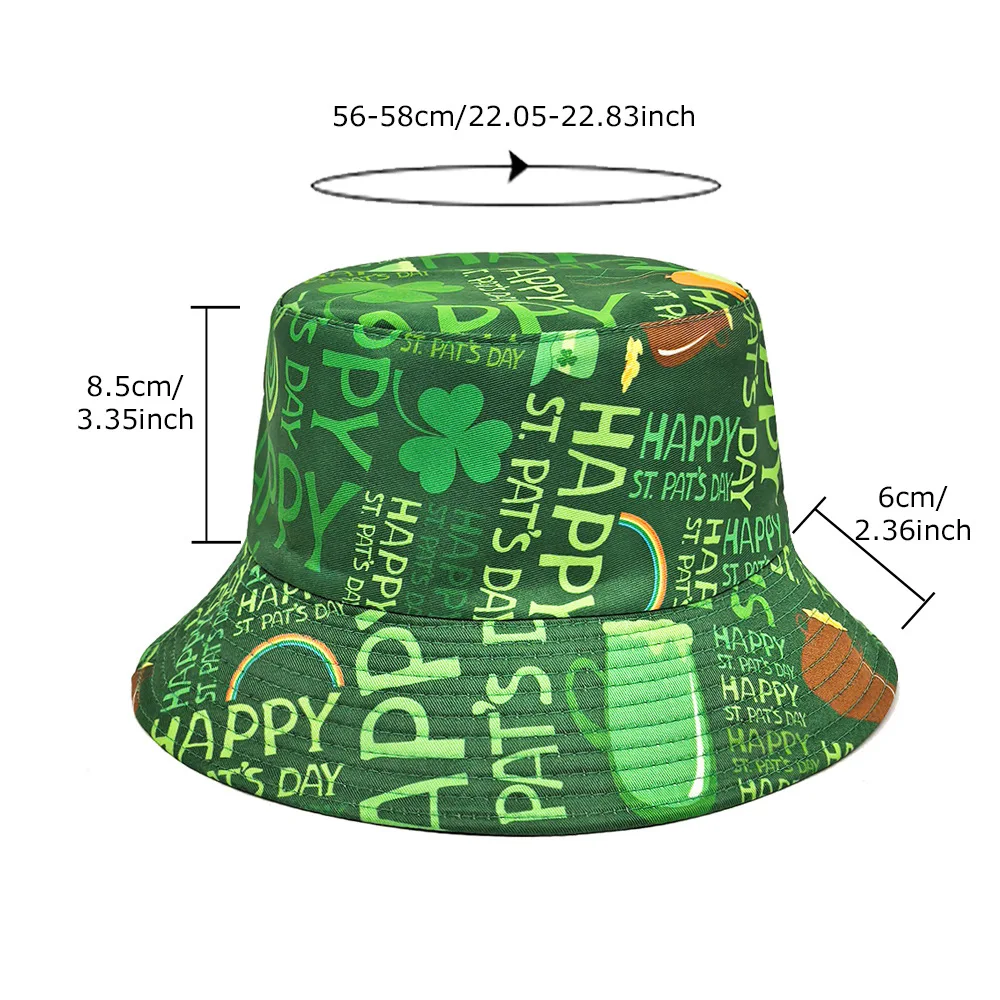 2025 عيد القديس باتريك قبعة بحافة للنساء الرجال الاستوائية طباعة مراجعة الصيف مزدوجة الجانب قبعة الشمس الورقة الخضراء بنما قبعة الشاطئ #2