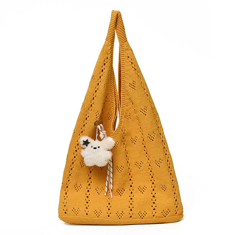 

insBohemian-style hollow woven bag, casual shoulder bag, tote bag, knitted yarn bag, shopping bag