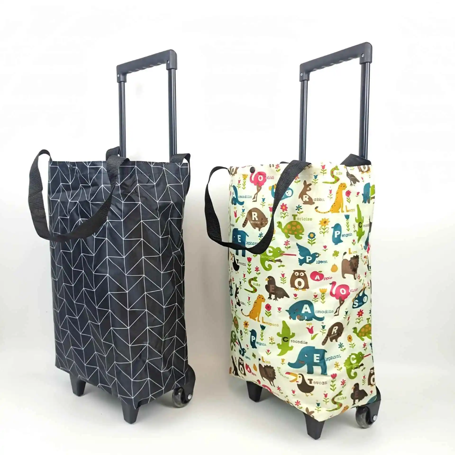 厚みのあるプルロッドショッピングカートポータブル折りたたみ式手引き野菜購入カート家庭用必需品ステンレス鋼ハンドル