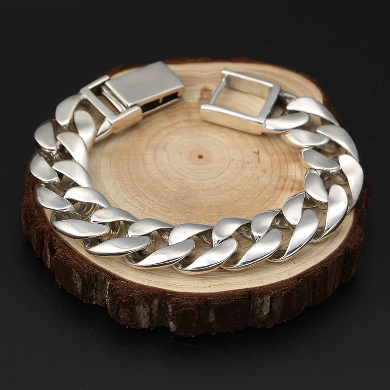 trendy jewelry pattern fashion Vintage Thai Silver power style personalized thick type glossy men's bracelet