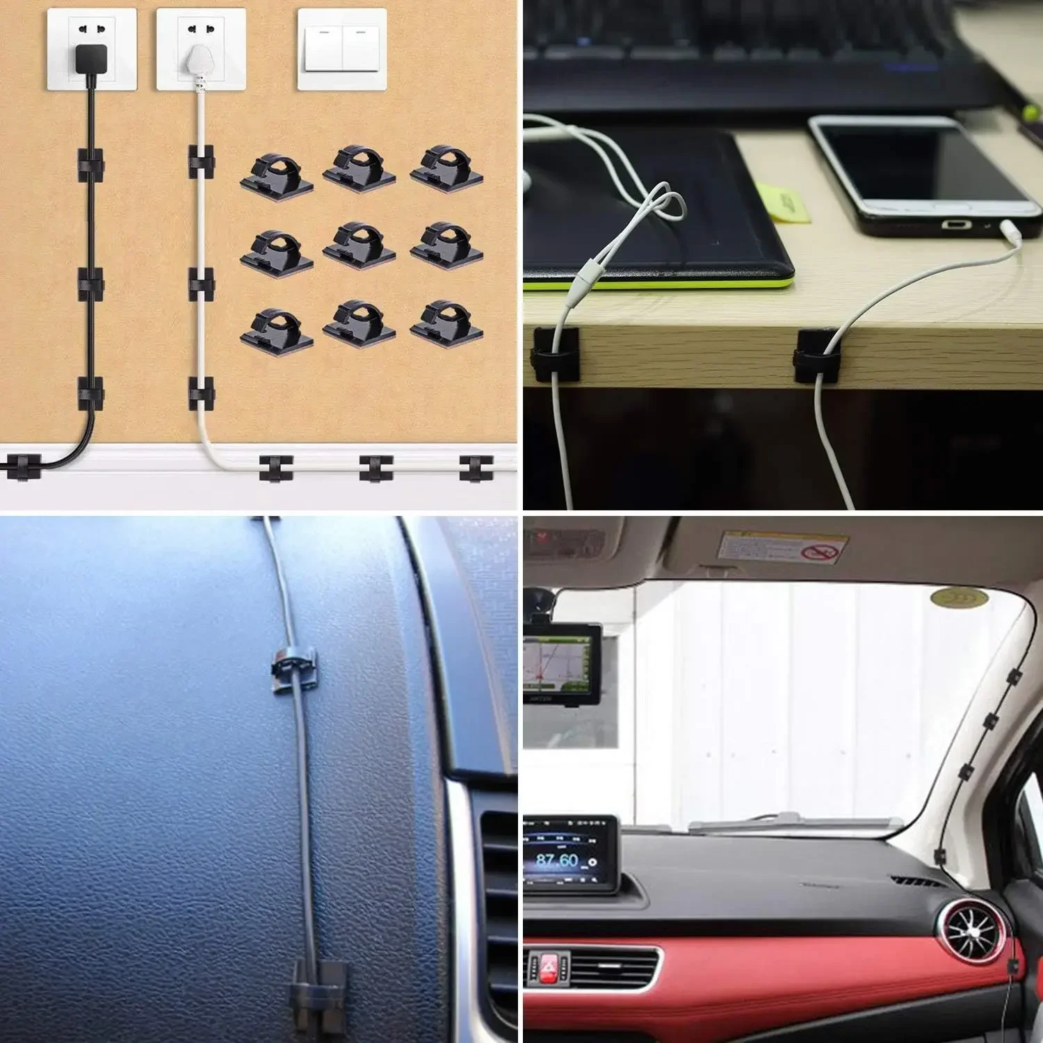 Adhesive Car Cable Charger Line Clasp Wire Cord Clip Wall Clamp Holder Management Data Line Winder Fastener Tie Fixer Organizer gallery 5