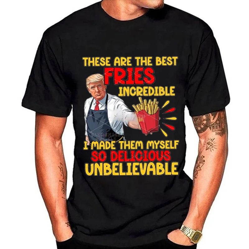 Funny Trump Fries Making Fries Humor Oversized T-Shirt Serving Fries Not Lies Trump Magadonalds 2024 Election Trump Works at Mac