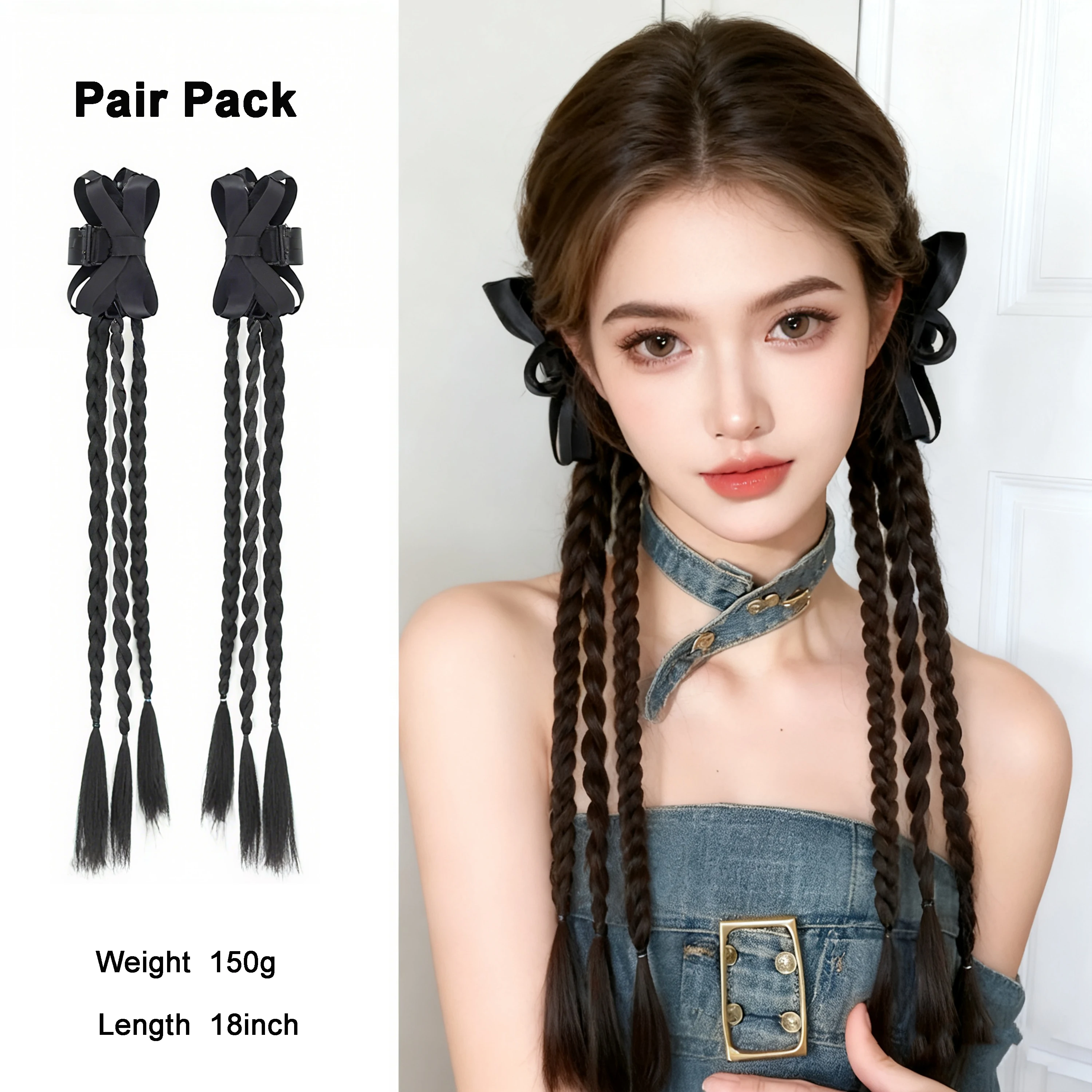 Wigundle Wig Braids For Women Hair Claw Hairpin Girls Ponytail Ballet Style Ribbon Hair Accessories Wig Braids Hair Headwear