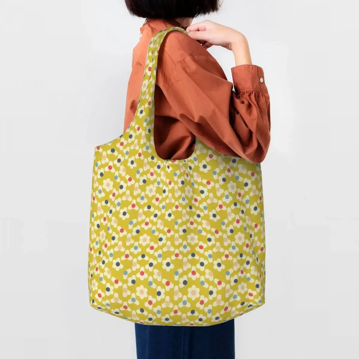 

Custom He Loves Me Cloudberry Canvas Shopping Bags Women Durable Big Capacity Groceries Orla Kiely Tote Shopper Bag Handbags