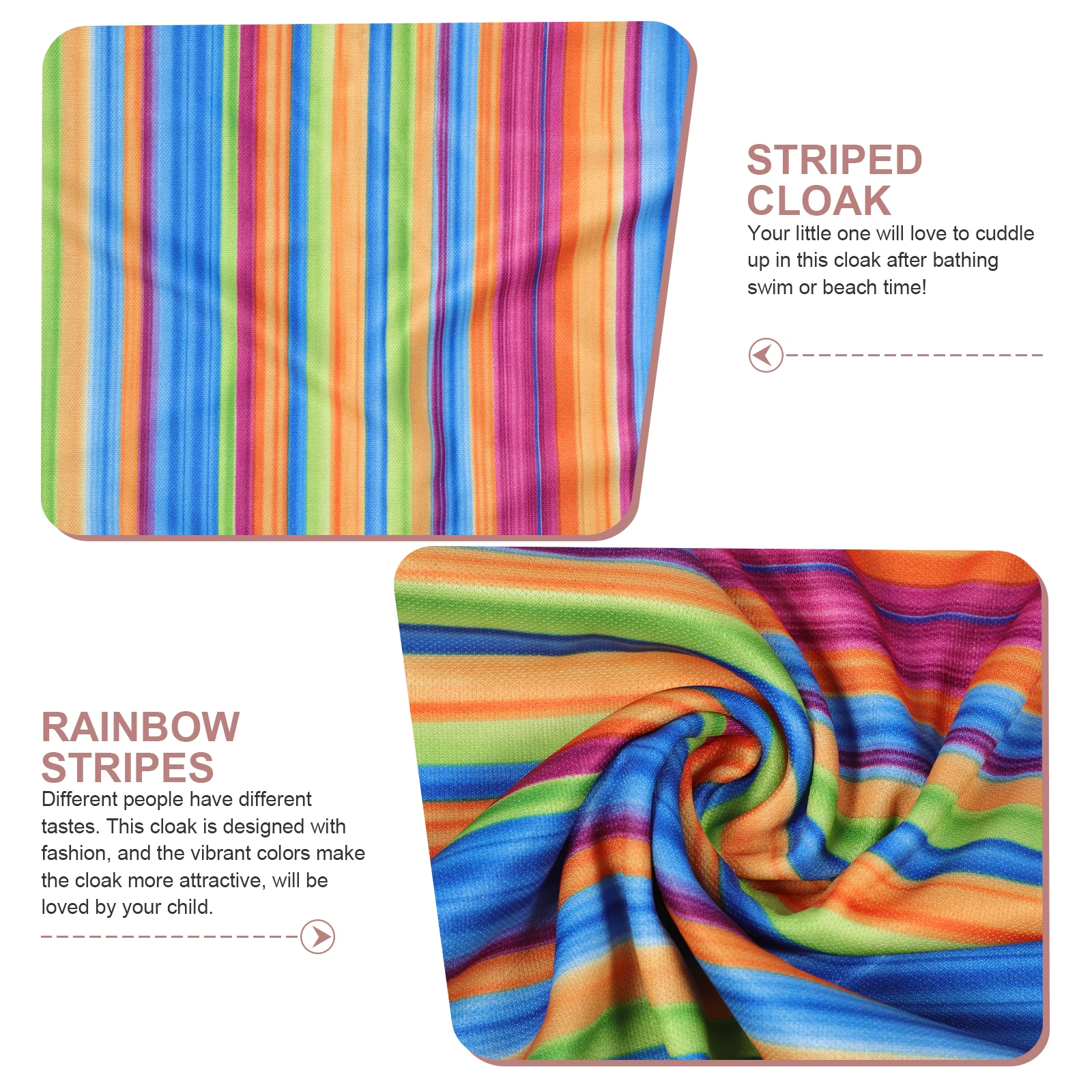 

Children's Rainbow Cloak Quick-drying Bathrobe Kids Hot Spring Fashionable Design Vibrant Colors Soft Tassels Warm Body Friendly