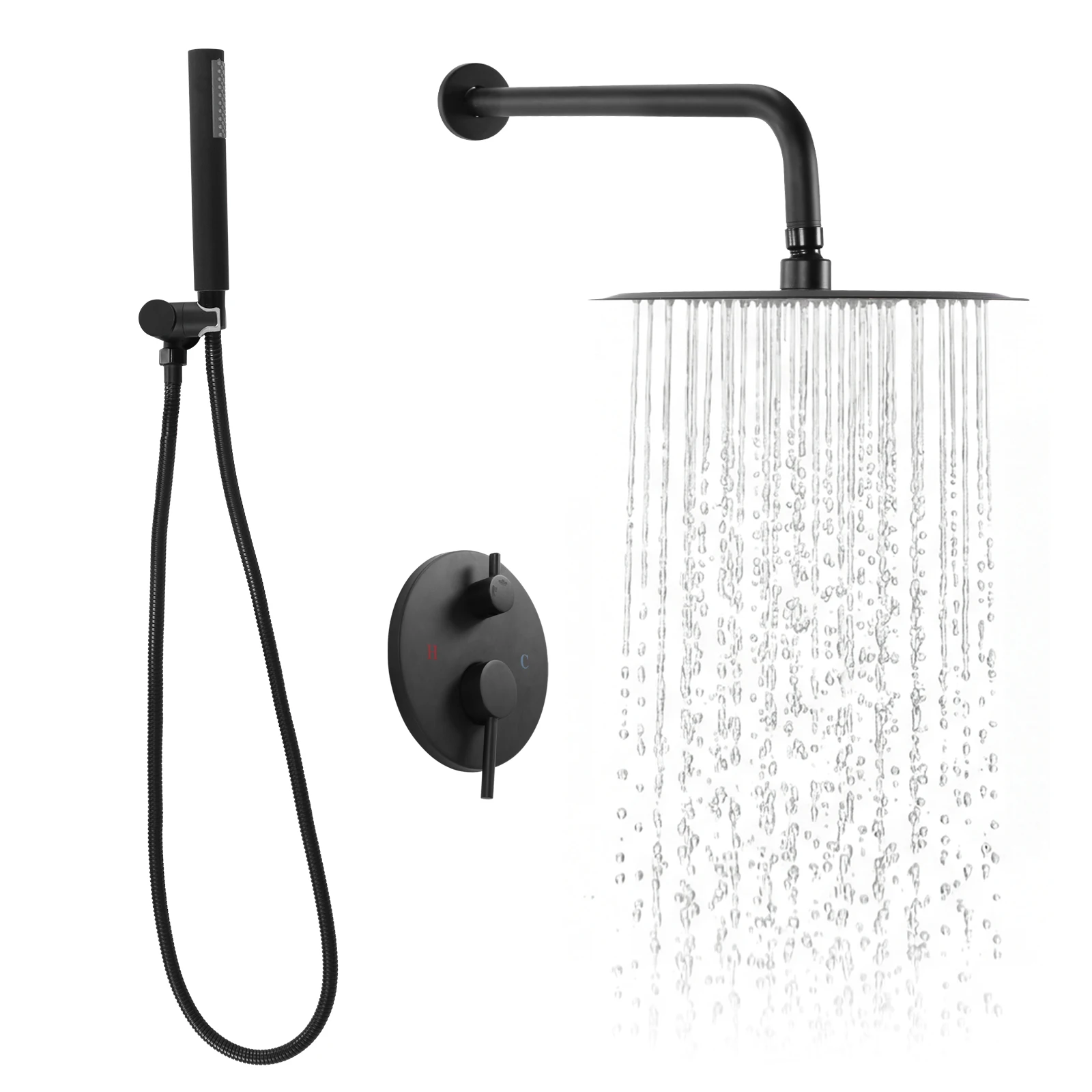 

Rain Mixer Shower Combo Set with 10 Inch Showerhead High Pressures Shower Trim Kit with Rough-in Valve for Home Hotel Hard Water