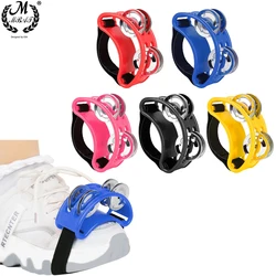 M MBAT Foot Tambourine Metal Jingle Bell Portable Percussion Instrument Box Drum Companion Musical Toys Rainbow colors cymbals