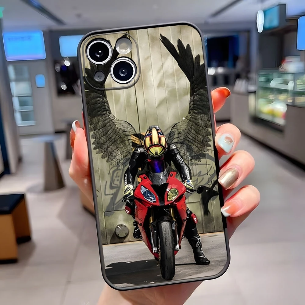 Fashion Sports Motorcycle Phone Case For IPhone 15 Pro Max 14 Pro 13 11 12 Mini Xs X Xr 7 8 Plus Se Matte Translucent Back Cover
