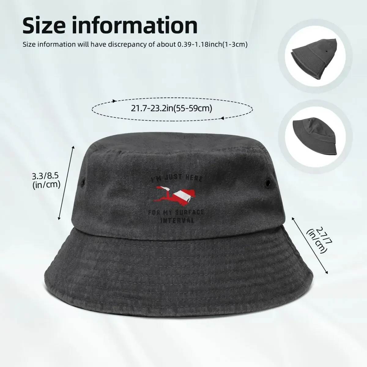 Funny Surface Interval Scuba Diver Bucket Hat Kids Hat Sun Cap Golf Hat birthday Women's Golf Clothing Men's