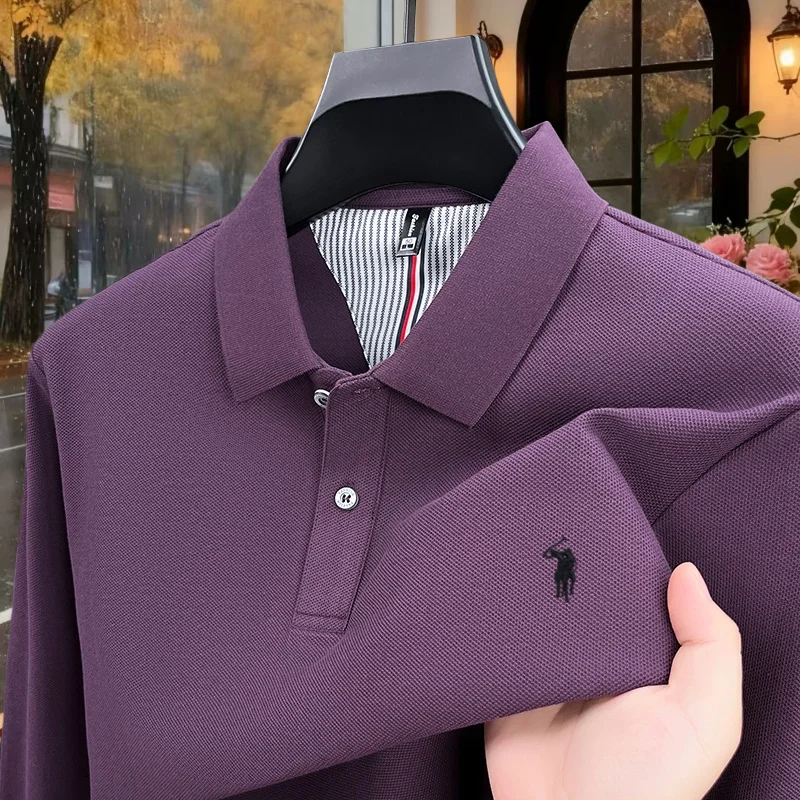 100% Baumwolle Frühling Herbst Mode Marke Herren Klassisches Paul-Stickerei Komfortables POLO-Shirt Klassischer Bestseller Langarm
