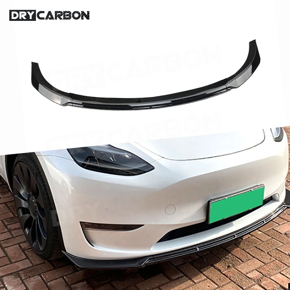 

Car Front Bumper Lip Chin Spoiler Splitters for Tesla Model Y 2020+ ABS Black Body Kits Accessories