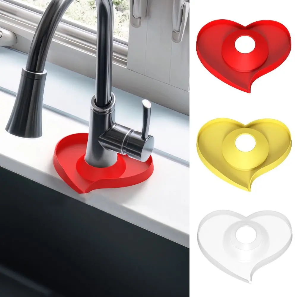

Portable Silicone Sink Faucet Mat Diversion Drain Pad Heart Shape Sink Faucet Splash Plate For Keeping Bathroom Countertop Dry