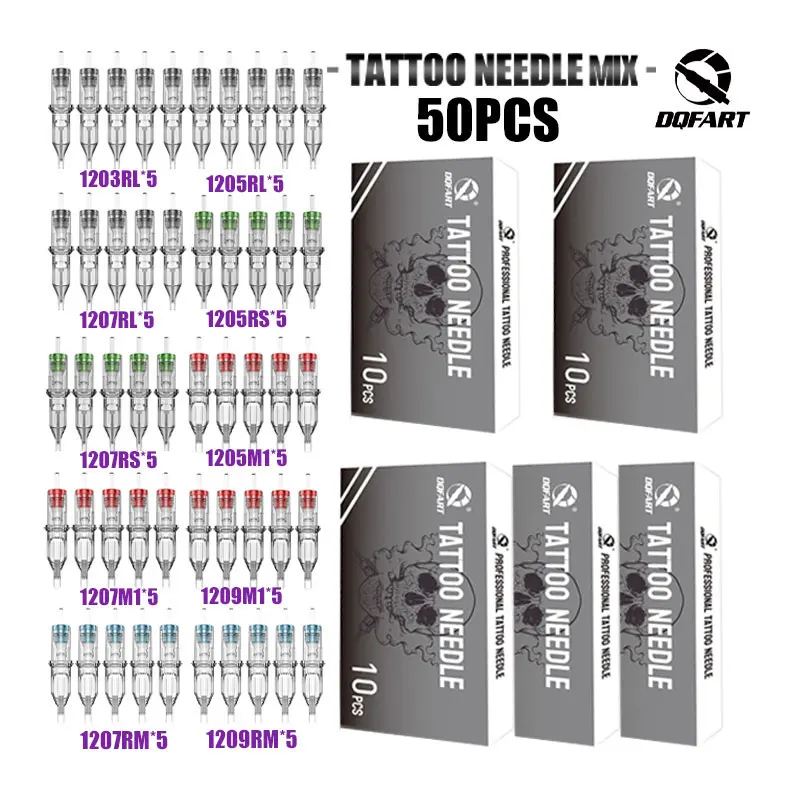 

50/20PCS Mixed Tattoo Cartridge Needles | Individually Packed Disposable Sterile Transparent Needles for Tattoo Pen Machine