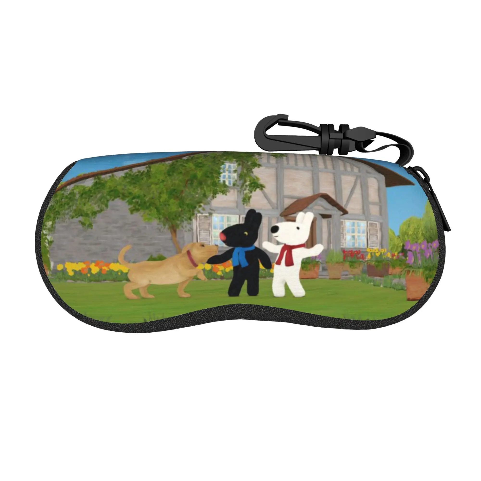 Estuche para gafas con dibujos de perros Kawaii Gaspard e Lisa, caja para gafas con cremallera para estudiantes, contenedor antipresión para gafas