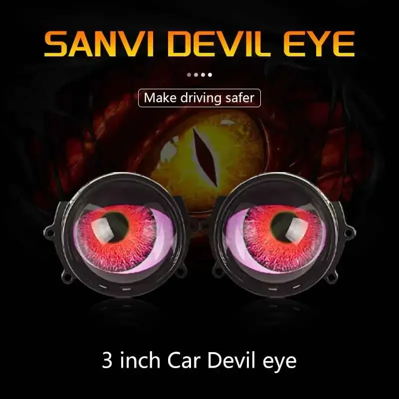 

3 Inch 12V Car LED Devil Eyes Demon Devil Eye Lenses With APP WIFI Control Eyes Headlight Retrofit Kits Fitting Car Accessories