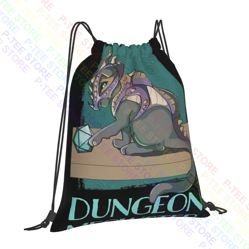 Dungeon Meowster Cat With Dragon Armor Drawstring Bags Gym Bag Fashion Art Print Eco Friendly School Sport Bag