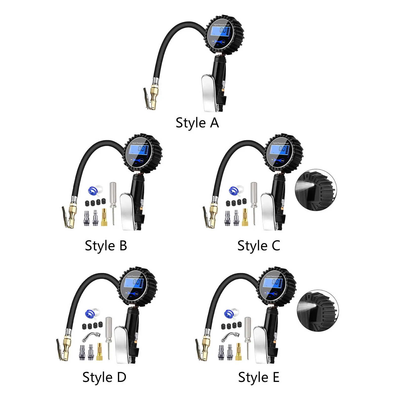 

Digital Tyre Inflator Pump with Pressure Gauge 3-200PSI Accessories Fit for Passenger Cars