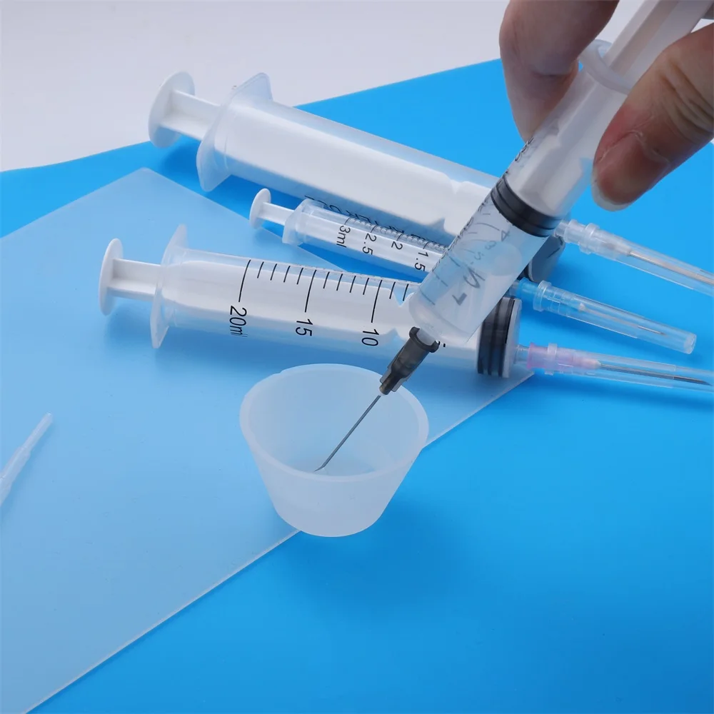 2Pcs 1-50ml Syringe Epoxy Resin Shaker with Dispense Needles for DIY Jewelry Resin Mold Charms Liquid Injection Pipette Tools