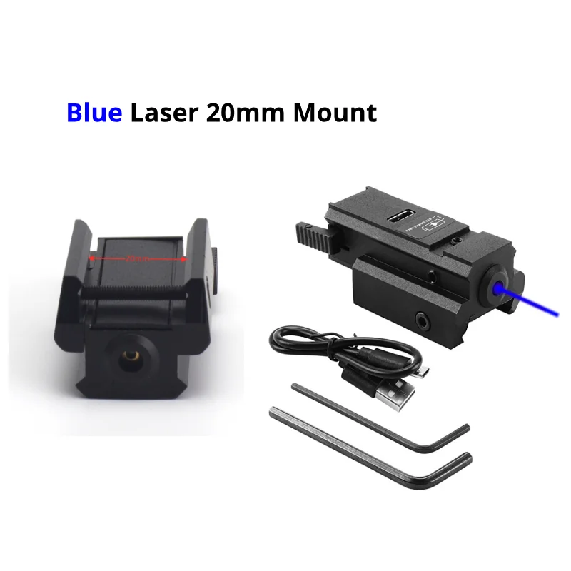 Blue Green Red Dot Laser Sight with USB Charging and fit for 20mm Rail Mount Glock Pistol Laser Sight