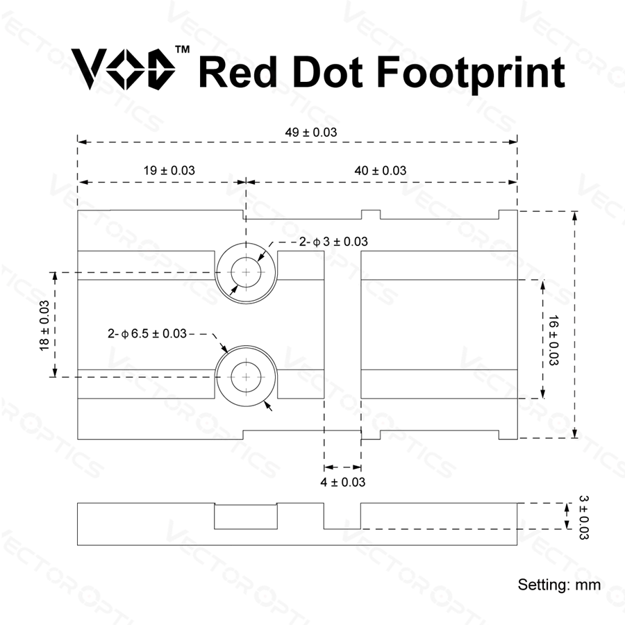 Vector Optics Glock MOS System Adatper Mount to VOD Footprint compatible with ACR_O P2 / C2