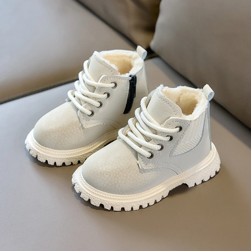 Kinder-Kurzstiefel mit Fleecefutter, rutschfeste weiche Sohle, 2026 Winter Neue Kinder-Kurzstiefel, lässig und trendig – Detail 4