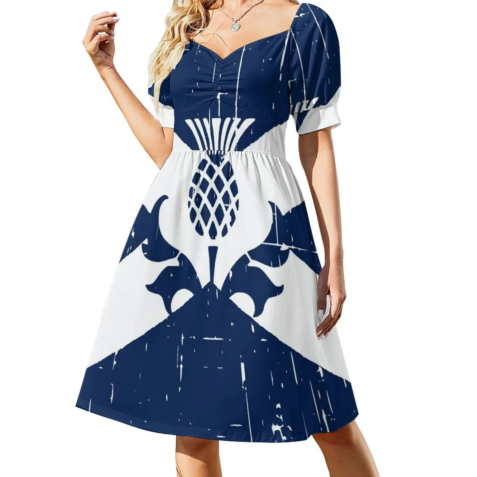 

Saltire Scottish Flag and Scottish Thistle Short Sleeved Dress dress women elegant luxury women's evening dress 2025